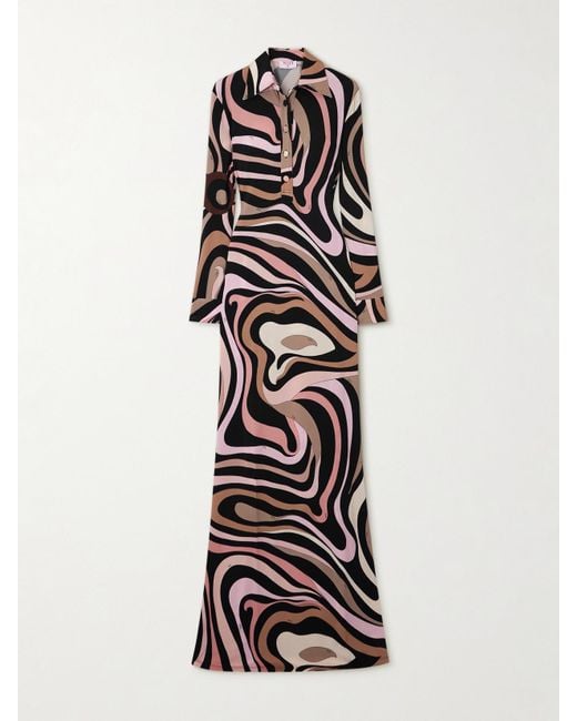 Emilio Pucci White Printed Jersey Maxi Dress