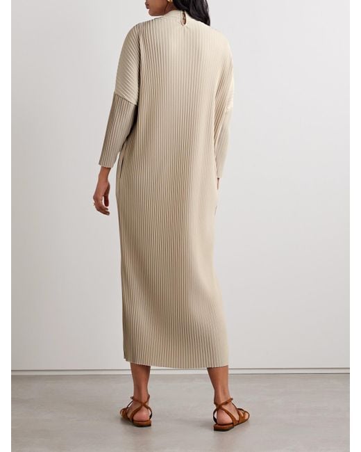 Max Mara Natural Leisure Faraone Midikleid Aus Plissiertem Crêpe