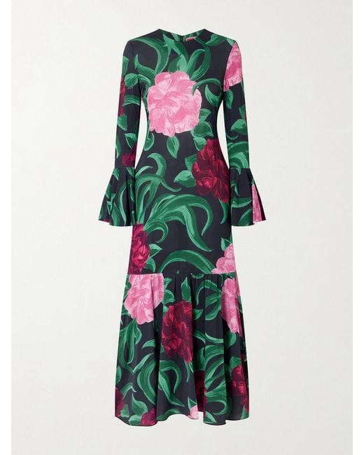 LaDoubleJ White Alba Floral-Print Stretch-Jersey Maxi Dress