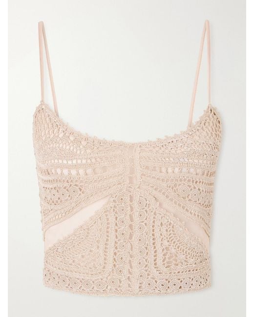 Ulla Johnson Natural Mollie Crochet And Tulle Top
