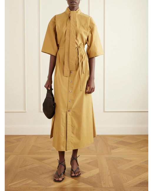 Lemaire Natural Reversible Scarf-Detailed Cotton-Blend Midi Dress