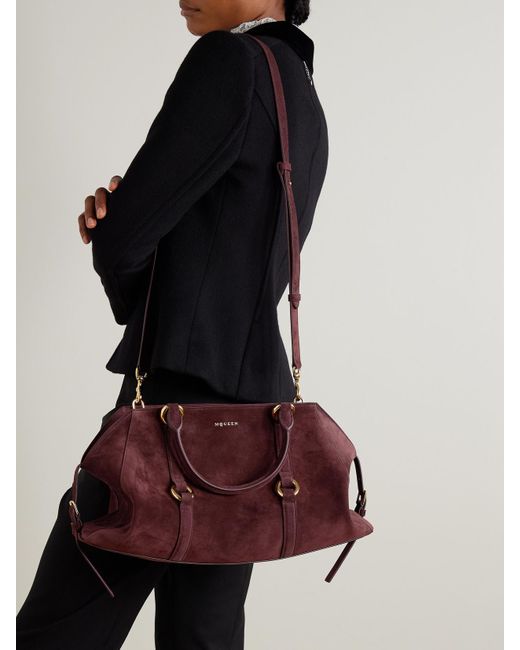 Alexander McQueen Brown Farringdon Mittelgroße Schultertasche Aus Veloursleder