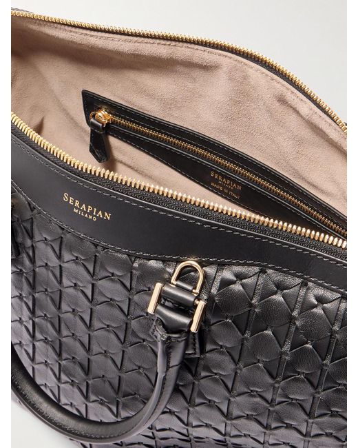 Serapian Black Ani Tote Aus Geflochtenem Leder