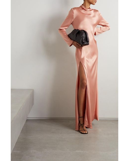 LAPOINTE Pink Draped Satin Gown