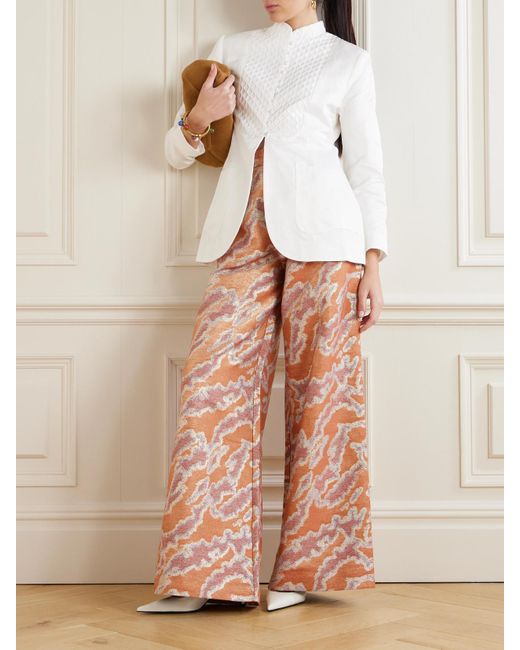 D'Estree Pink Lenore Hose Mit Weitem Bein Aus Metallic-Jacquard