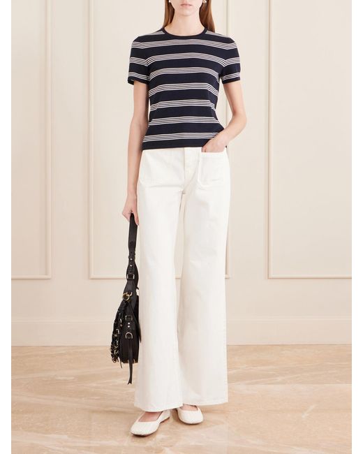 Nili Lotan White Florence High-Rise Distressed Flared Jeans