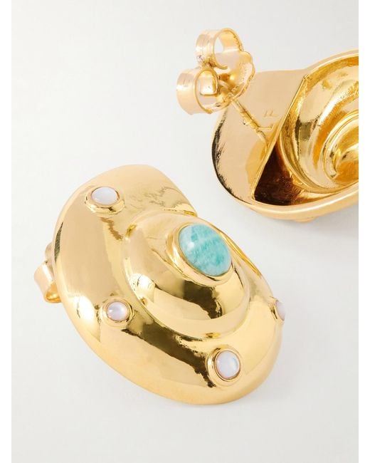 Lizzie Fortunato Metallic Nautilus-Plated Amazonite And Mother-Of-Pearl Earrings