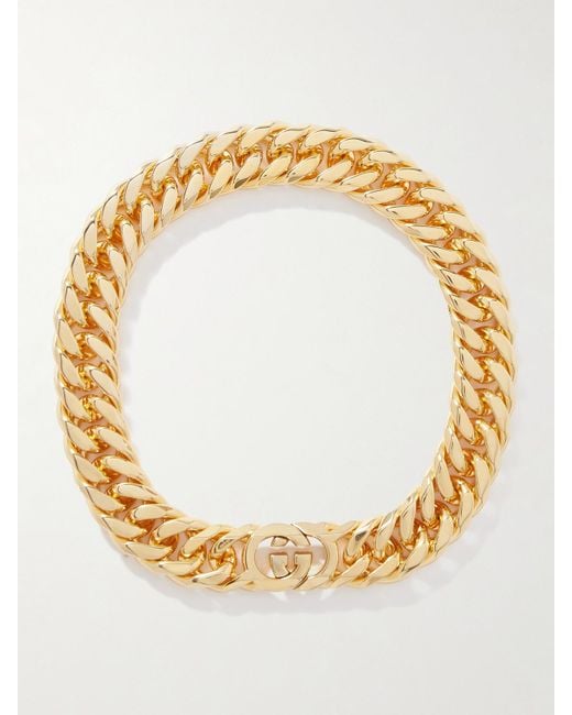 Gucci Metallic Interlocking Gg Goldfarbene Kette