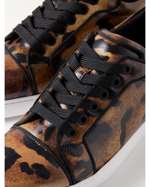 Christian Louboutin Brown Fun Louise Junior Leopard-Print Leather Sneakers