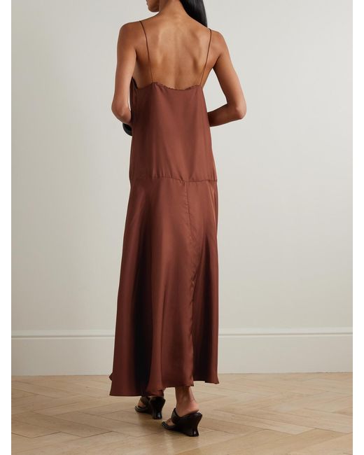 St. Agni Brown Silk-Twill Maxi Dress