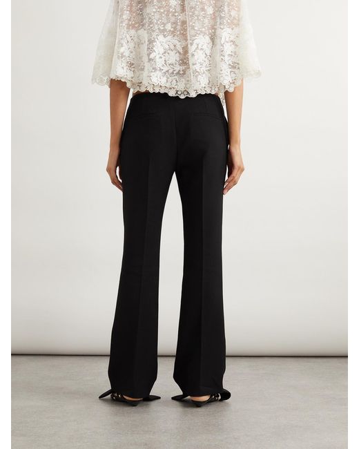 Chloé Black Grain De Poudre Wool Flared Pants