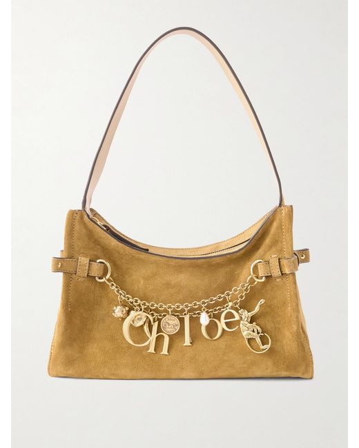 Chloé Metallic Embellished Suede Shoulder Bag