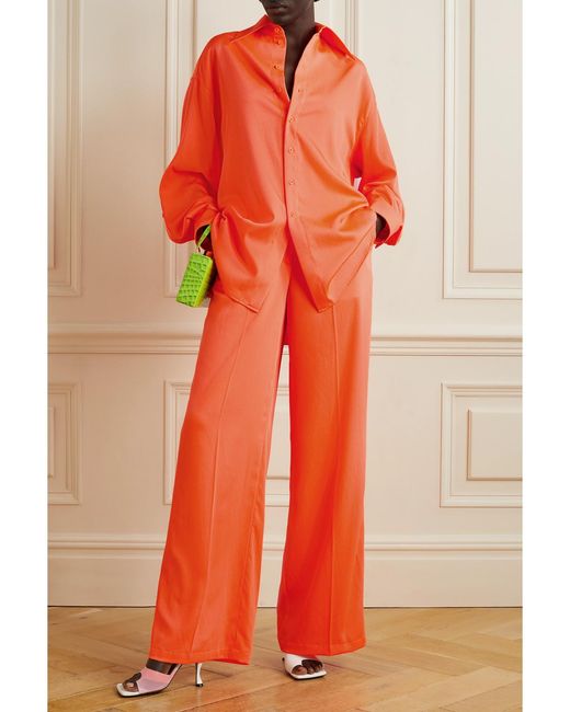 Christopher John Rogers Orange Oversized Crepe Shirt