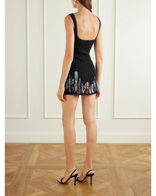 Clio Peppiatt Black Tokyo Embellished Stretch-Mesh Mini Dress