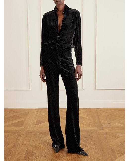 Gucci Black Devoré-Velvet Pants