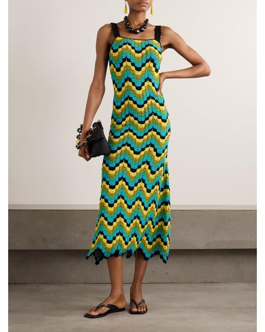 Escvdo Green Marea Scalloped Crocheted Cotton Maxi Dress