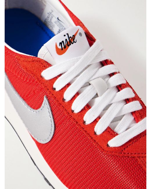 Nike Red Ld-1000 Leather And Brushed Suede-Trimmed Mesh Sneakers