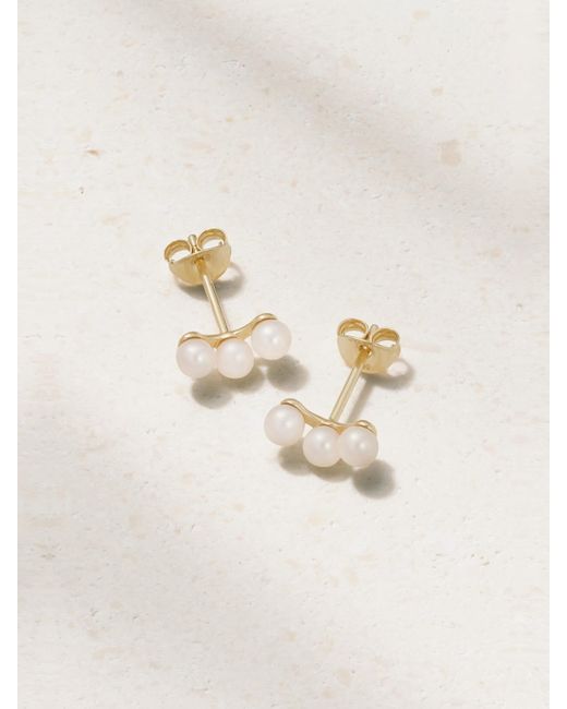 Mateo Natural Trio 14-Karat Pearl Earrings