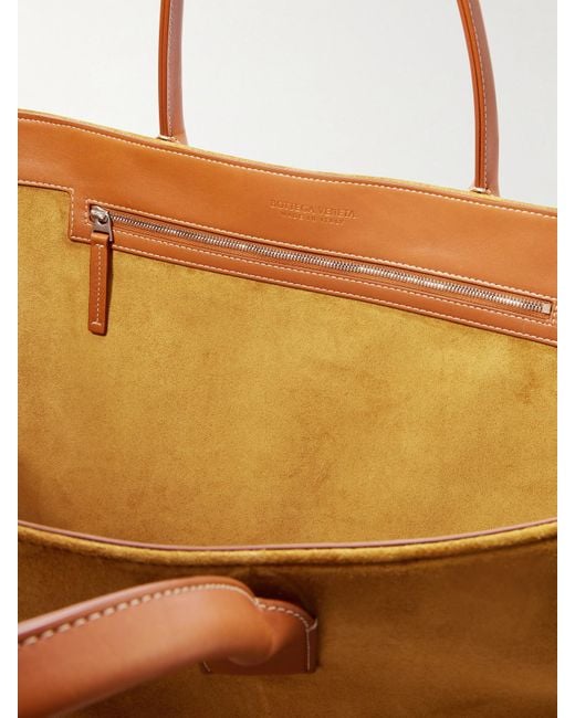 Bottega Veneta Brown Cabat Large Leather-Trimmed Suede Tote