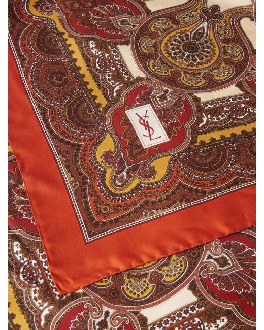 Saint Laurent Red Paisley-Print Silk-Twill Scarf