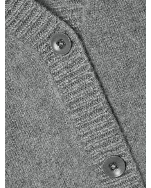 The Elder Statesman Gray Cashmere Cropped Cardigan