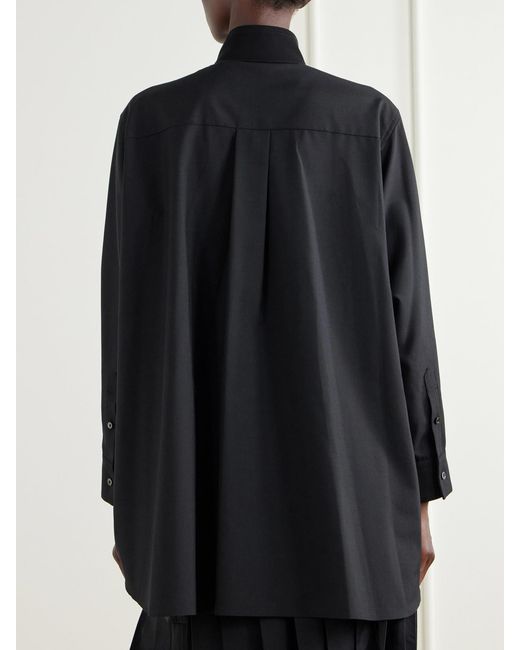 Sacai Black Crepe-Trimmed Woven Shirt