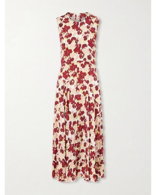 Marni White Printed Silk Crepe De Chine Maxi Dress