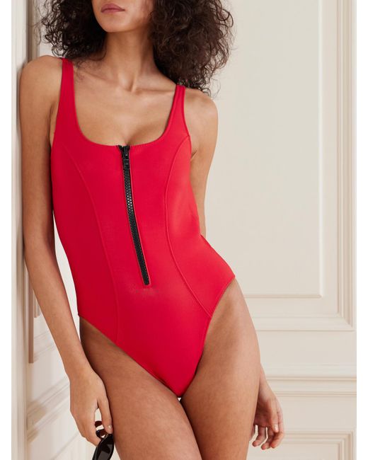 Lisa Marie Fernandez Red Jasmine Neoprene Swimsuit