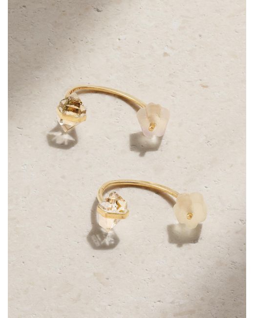 Melissa Joy Manning Metallic Mini Wishbone 14-Karat Herkimer Diamond Earrings