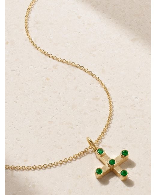 Ileana Makri Natural Stepping Stone 18-Karat Emerald Necklace