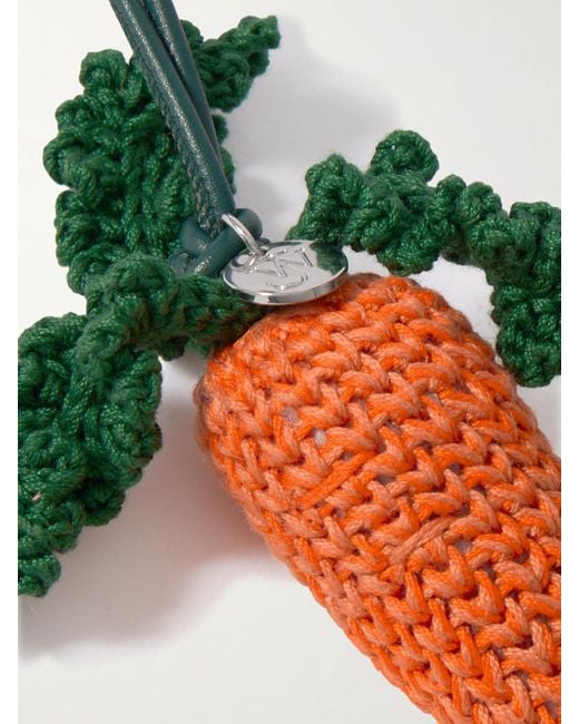 J.W. Anderson White Carrot Crocheted Cotton And Leather Bag Charm