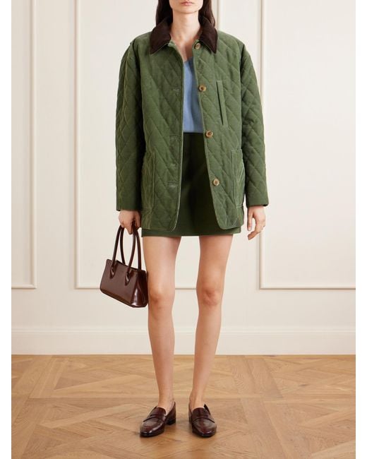 Blazé Milano Green Clelia Matellassé Cotton-Corduroy Jacket