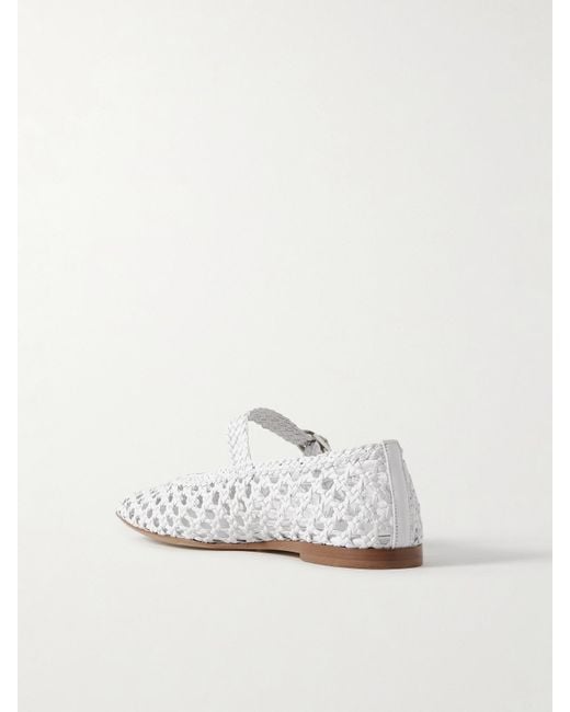 Le Monde Beryl White Woven Leather Mary Jane Ballet Flats