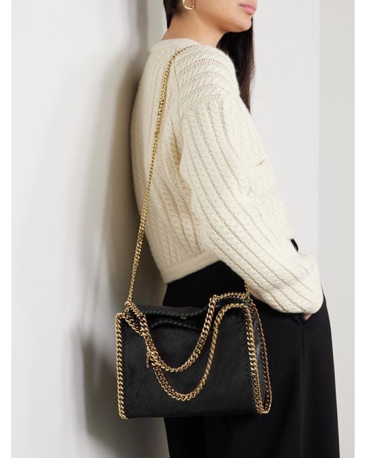 Stella McCartney Black The Falabella Mini Faux Brushed-Leather Shoulder Bag