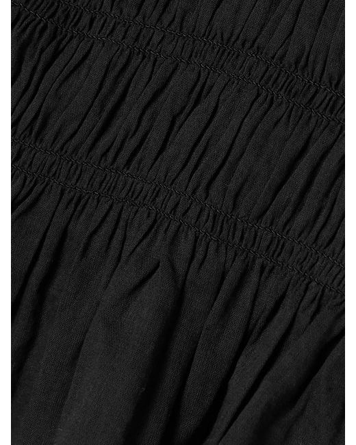 Doen Black Baptisia Shirred Organic Cotton-Voile Top
