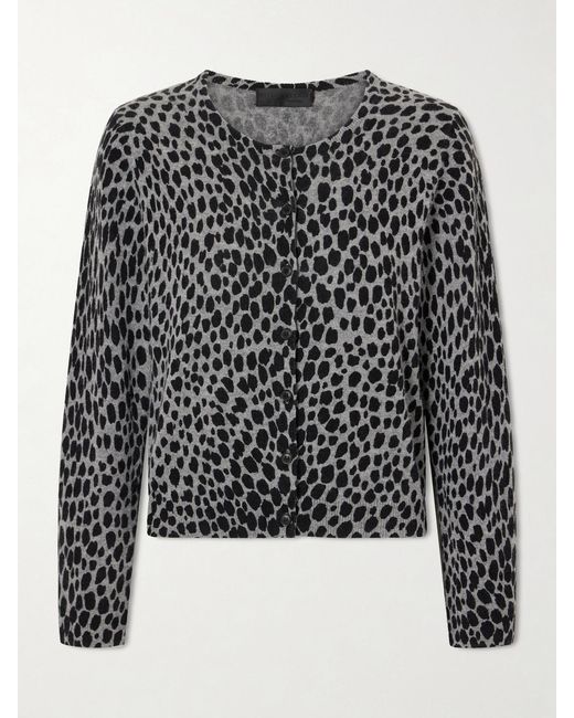 Nili Lotan Black Keelah Leopard-Jacquard Cashmere Cardigan