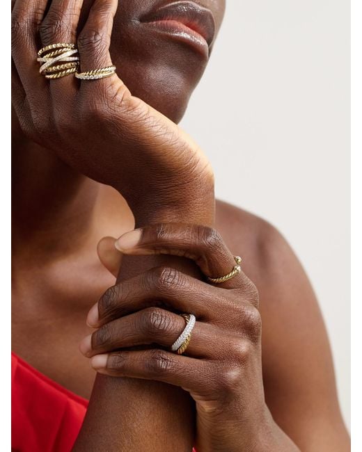 Bague En Or 18 Carats (750/1000) Et Diamants Crossover Two Row David Yurman en coloris Natural
