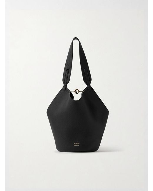 Khaite Black Lotus Mini Textured-Leather Tote