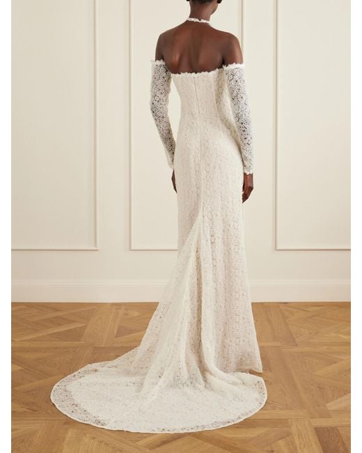 Danielle Frankel Natural Evie Embroidered Tulle And Organza Gown