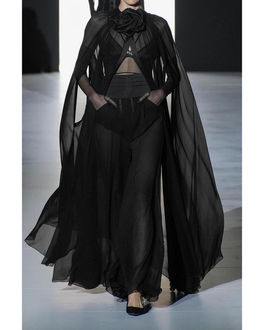 Dolce & Gabbana Black Silk-chiffon Wide-leg Pants