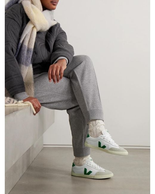 Veja Green Volley Sneakers Aus Canvas Mit Leder- Und Velourslederbesätzen