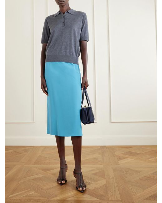 Jil Sander Blue Crepe Midi Skirt