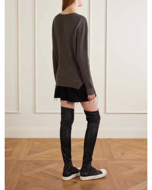 Rick Owens Gray Cable-Knit Wool Sweater