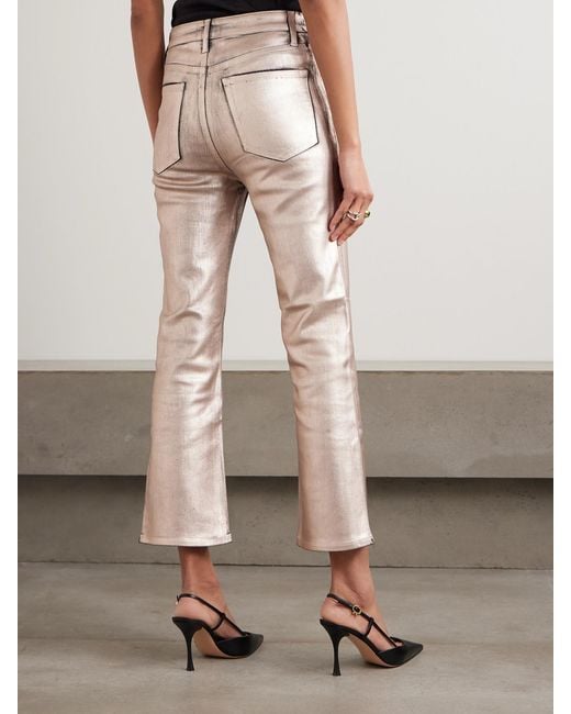 FRAME Natural The Reboot Mid-Rise Bootcut Metallic Jeans