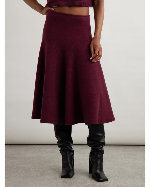 Alaïa Purple Midirock Aus Strick Einer Kaschmirmischung Mit Falten