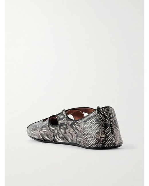 Alaïa Multicolor Criss Cross Leather-Trimmed Snakeskin Ballet Flats