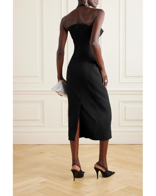 Versace Crepe Halterneck Midi Dress in Black