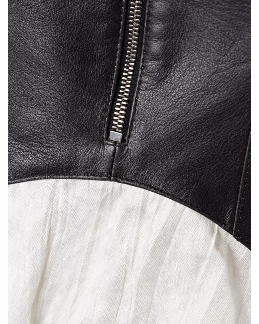 Gabriela Hearst White Athena Paneled Leather And Crinkled Silk-Blend Twill Midi Dress