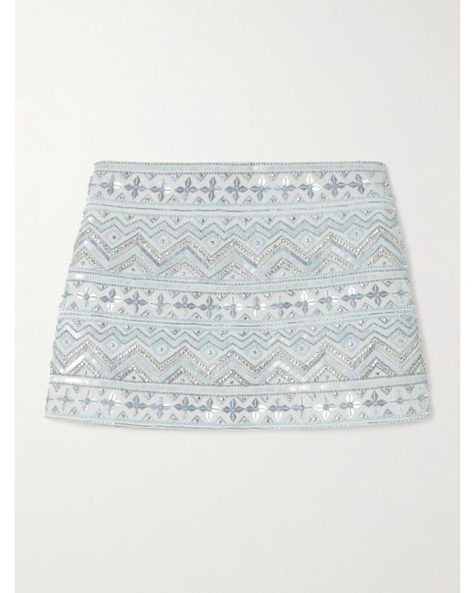 Des Phemmes Blue Embellished Cotton Mini Skirt