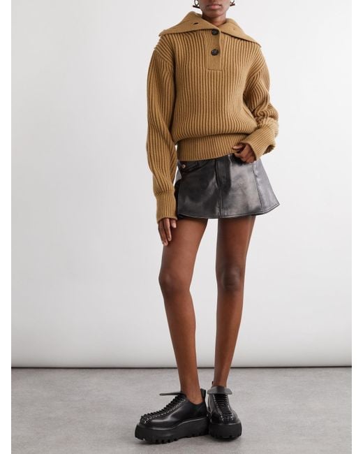 Alexander McQueen Natural Pullover Aus Einer Gerippten Woll-Kaschmirmischung
